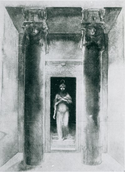 Sketch of Moina Mathers (1865-1928) v roli velekněžky Anari, pracující v obřadech Isis, Paříž, 1899 od English School