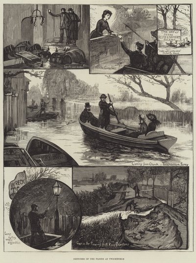 Sketches of the Floods at Twickenham (rytina) od English School