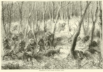 Potyčka v lesích u Paříže, říjen 1870 od English School