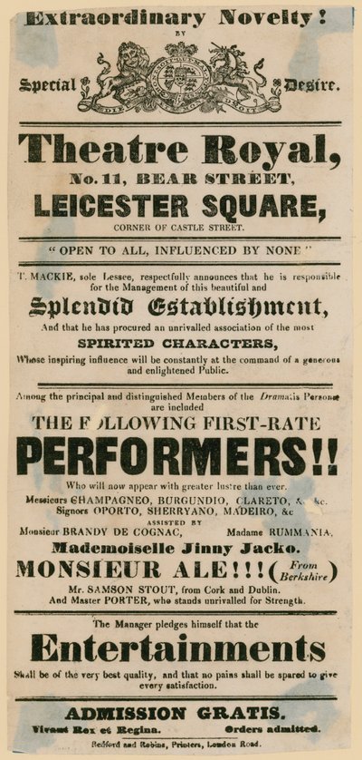 Scot Theatre inzerující hospodu, The Bear and Ragged Staff od English School