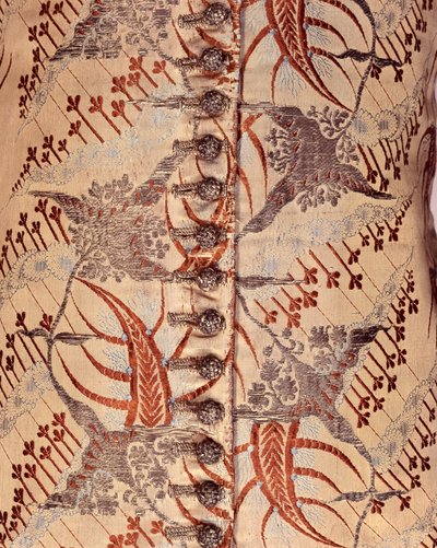 Vesta s rukávy, cca 1705-15 (hedvábí a brokát) od English School