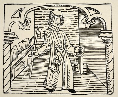 Smith, z Hra šachů od Williama Caxtona, hospoda. 1480 (sépiová fotografie) od English School