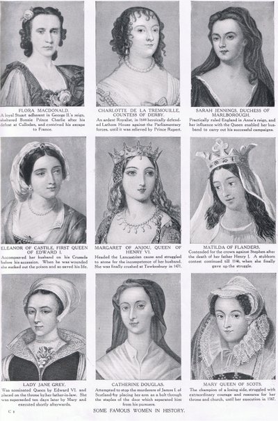 Některé slavné ženy v historii, ilustrace z Hutchinsons History of the Nations, c.1910 od English School