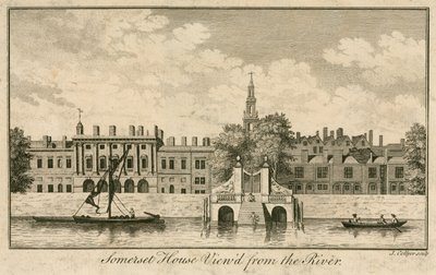 Somerset House, The Strand, Londýn, při pohledu od řeky Temže od English School