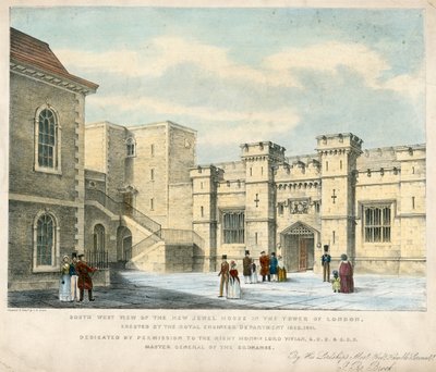 Jihozápadní pohled na New Jewel House v Tower of London, postavený v letech 1840-41 od English School