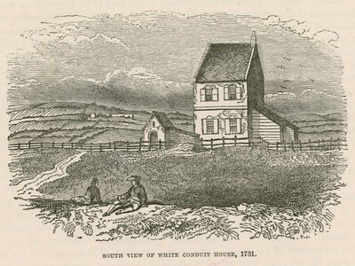 Jižní pohled na White Conduit House, Islington, Londýn od English School