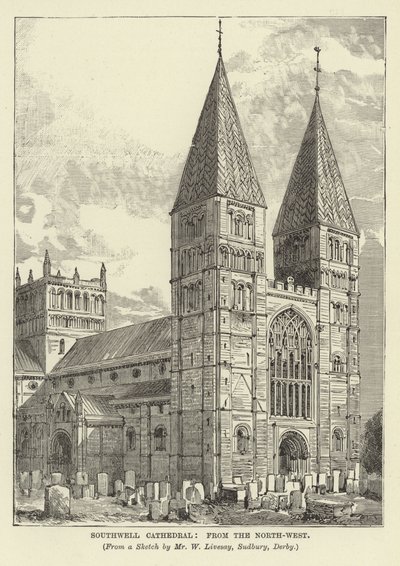 Southwell Cathedral, od severozápadu od English School