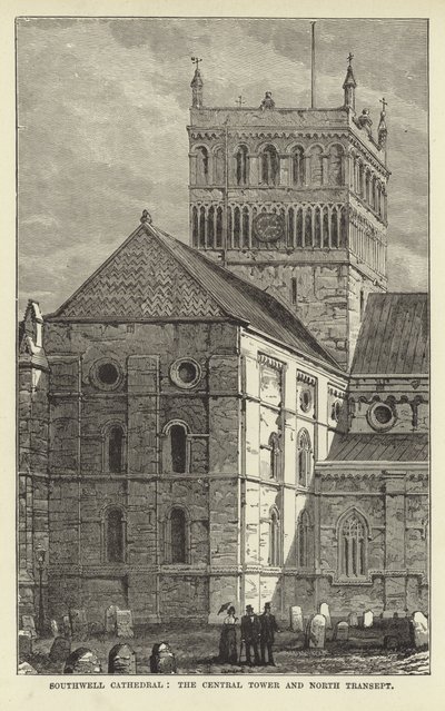 Southwellská katedrála, centrální věž a severní transept od English School