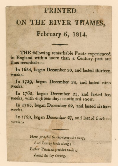 Suvenýr z Frost Fair z roku 1814 od English School