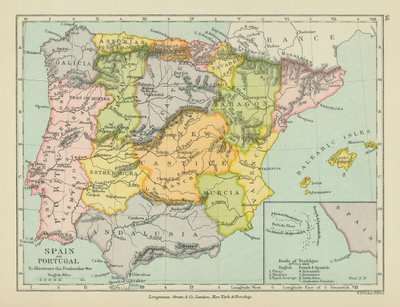 Španělsko a Portugalsko (barevná litografie) od English School