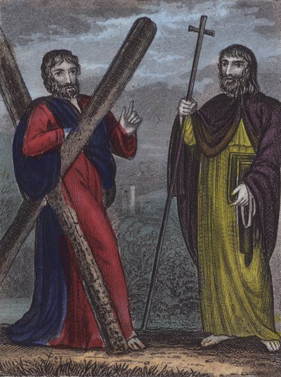 St Andrew, St Philip (barevná rytina) od English School