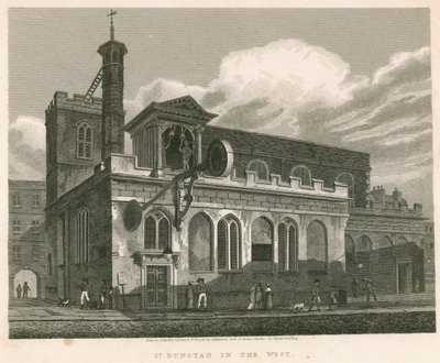 St Dunstan na Západě; Kostel St Dunstans, Fleet Street, Londýn od English School