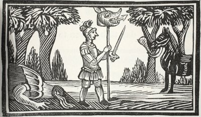 St George with the Dragons head, ilustrace z Chap-books of the Eighteenth Century od Johna Ashtona, hospoda. 1882 od English School