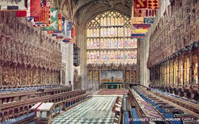 Kaple svatého Jiří na hradě Windsor, Berkshire (barevné lito) od English School