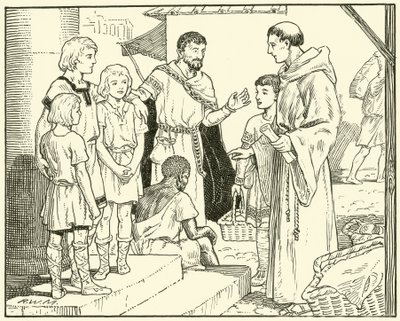 St. Gregory and the English Slaves (inkoust na papíře) od English School