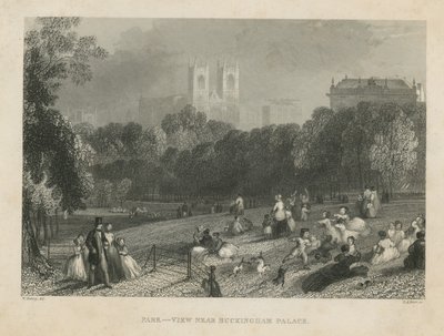 St Jamess Park, pohled na Buckinghamský palác od English School