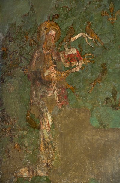 St John the Baptist, detail nástěnné malby Byward Tower od English School