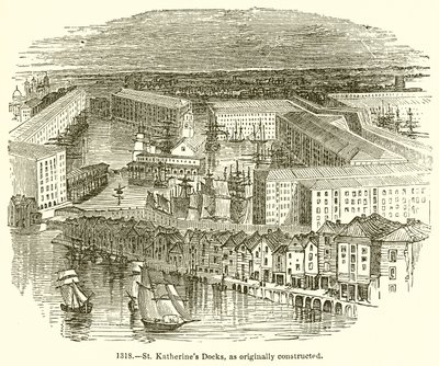 St. Katherines Docks, jak původně postavený od English School