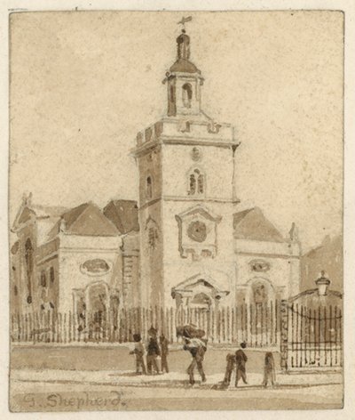 St Mary, Whitechapel, Londýn (wc na papíře) od English School
