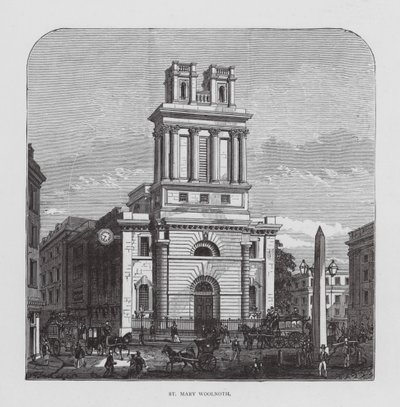 St Mary Woolnoth (litografie) od English School