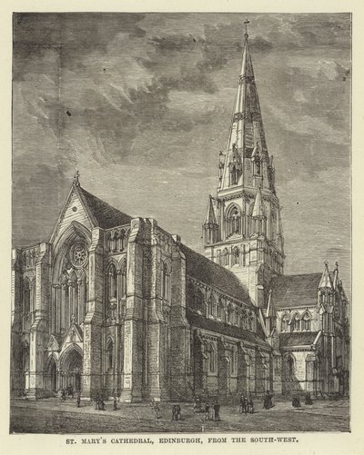 Katedrála St Marys, Edinburgh, z jihozápadu od English School