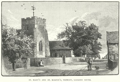 Kostel sv. Marie a sv. Martina, Trimley, pohled na jih (rytina) od English School