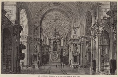 Kostel svatého Michaela, Mnichov, zahájeno 1538 n. l. (rytina) od English School