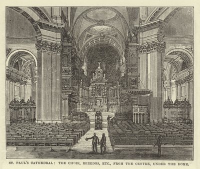 Katedrála sv. Pavla, pěvecký sbor, Reredos atd. z centra pod kupolí od English School