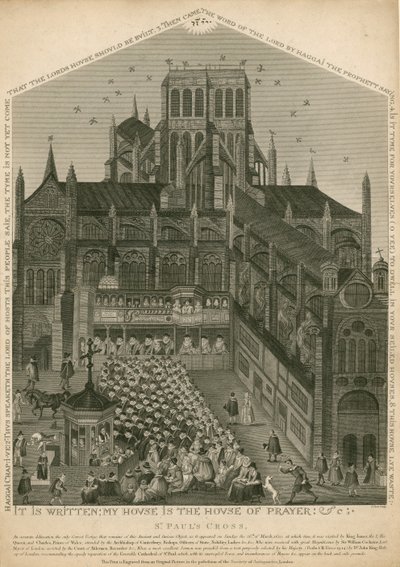 St Pauls Cross, Londýn, jak to vypadalo 26. března 1620 od English School