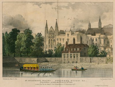 St Stephens Chapel, Speakers House atd., Westminster, Londýn, od řeky Temže od English School