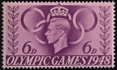 Známka připomínající olympijské hry v Londýně v roce 1948 od English School