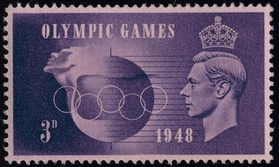Známka připomínající olympijské hry v Londýně v roce 1948 od English School
