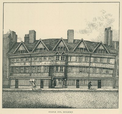 Staple Inn, Holborn (litografie) od English School