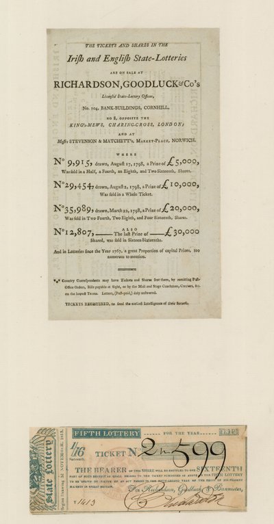 Státní loterie, 1812 od English School
