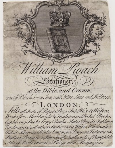Papírník, William Roach, vizitka od English School