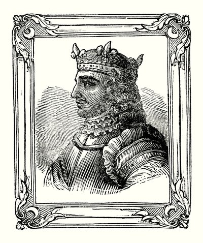 Štěpán se narodil v roce 1104, korunován v roce 1135 a zemřel v roce 1154 (rytina) od English School
