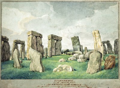 Stonehenge v jeho současném stavu, Anpedilunský chrám, 1821 (wc na papíře) od English School
