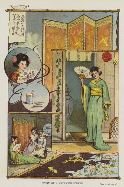 Příběh japonské obrazovky (barevné lito) od English School