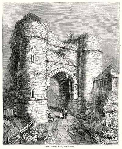 Strand Gate, Winchelsea (rytina) od English School