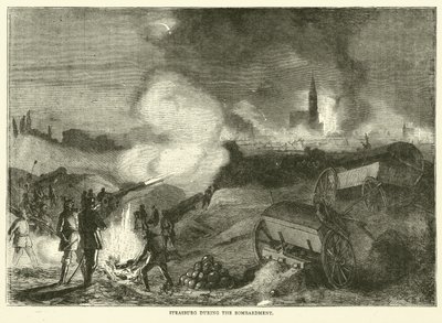 Štrasburk během bombardování, září 1870 od English School