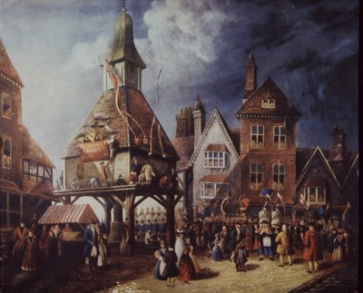 Stratford-on-Avon, Shakespearovo jubileum v roce 1769 u High Cross (barevné lito) od English School