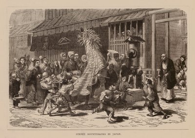 Pouliční montéři v Japonsku (rytina) od English School