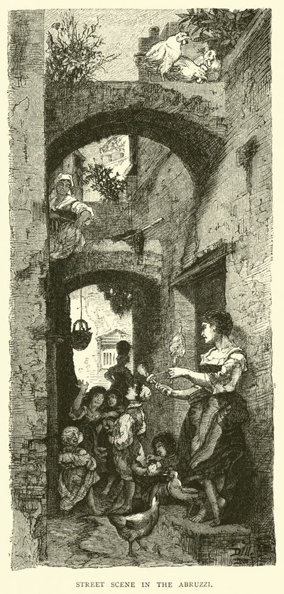 Pouliční scéna v Abruzzi od English School