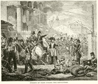 Ulice Paříže během revoluce (rytina) od English School