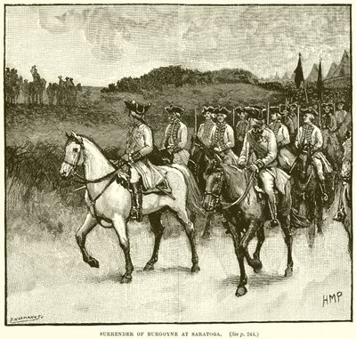 Kapitulace Burgoyne v Saratoze od English School