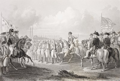 Kapitulace lorda Cornwallise v Yorktownu ve Virginii, 19. října 1781, z „Galery of Historical Portraits“, publikované kolem roku 1880 od English School