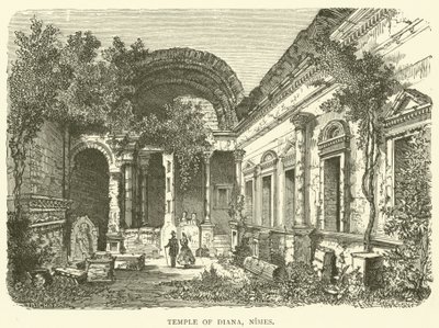 Chrám Diany, Nimes (rytina) od English School