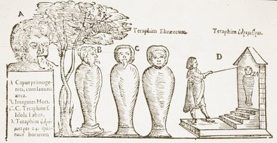 Teraphim, kopie ilustrace ze 17. století, použitá v Historii magie, publikované koncem 19. století od English School
