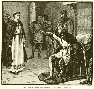Opat z Arbroath před králem Edwardem od English School