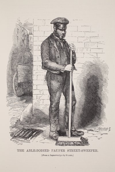 Schopný chudák Street-Sweeper, z daguerrotypie Richarda Bearda, ilustrace z London Labour and London Poor od Henryho Mayhewa, hospoda. 1862 od English School